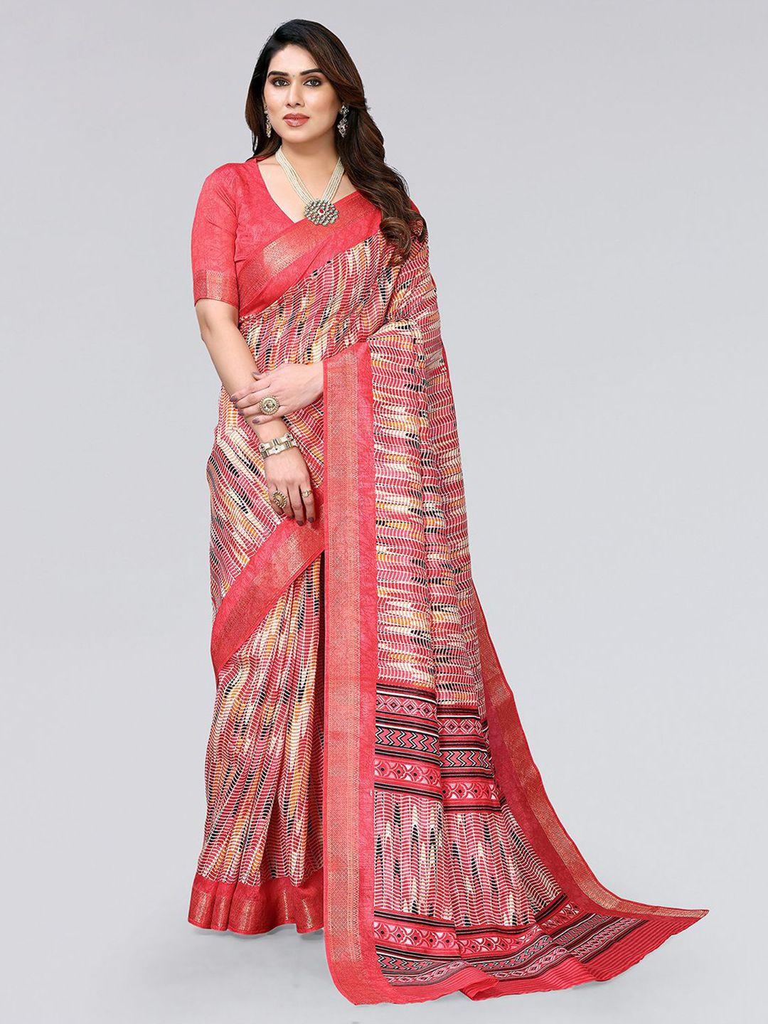 siril geometric print zari polycotton saree