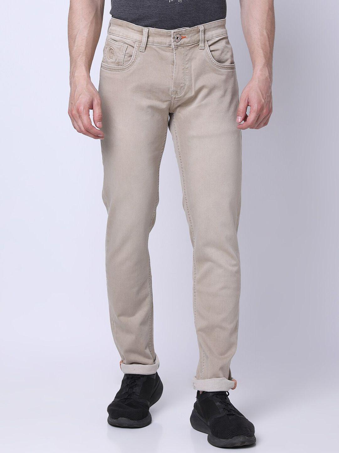 mozzo men beige lean slim fit jeans