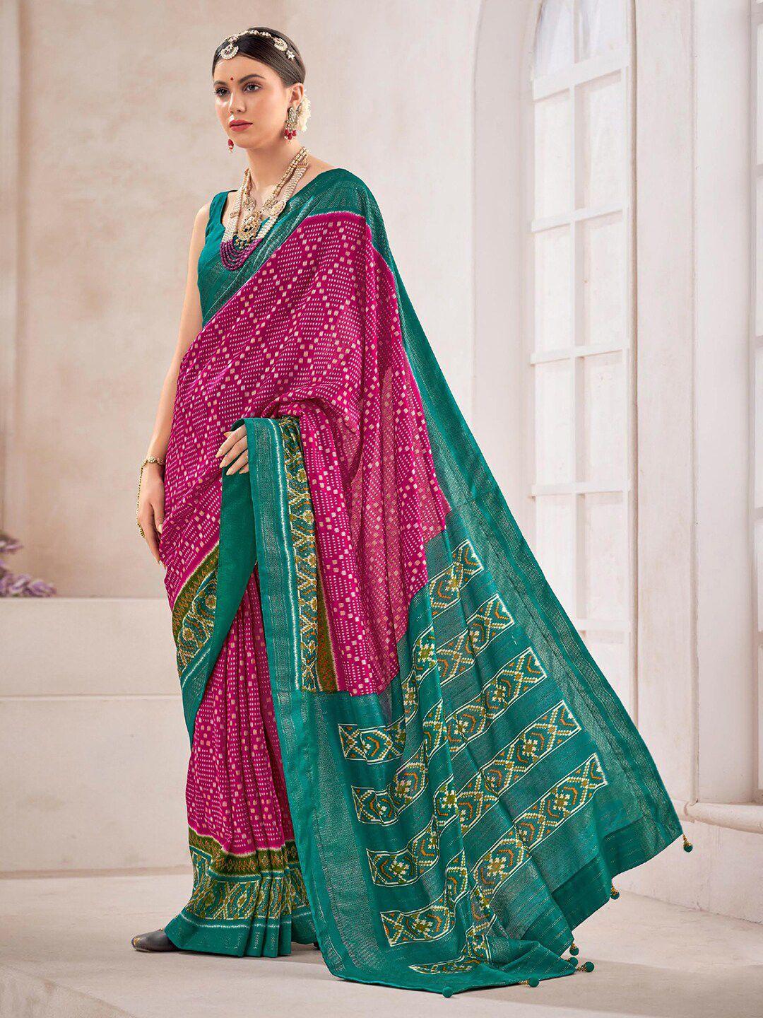 mitera checked silk blend saree