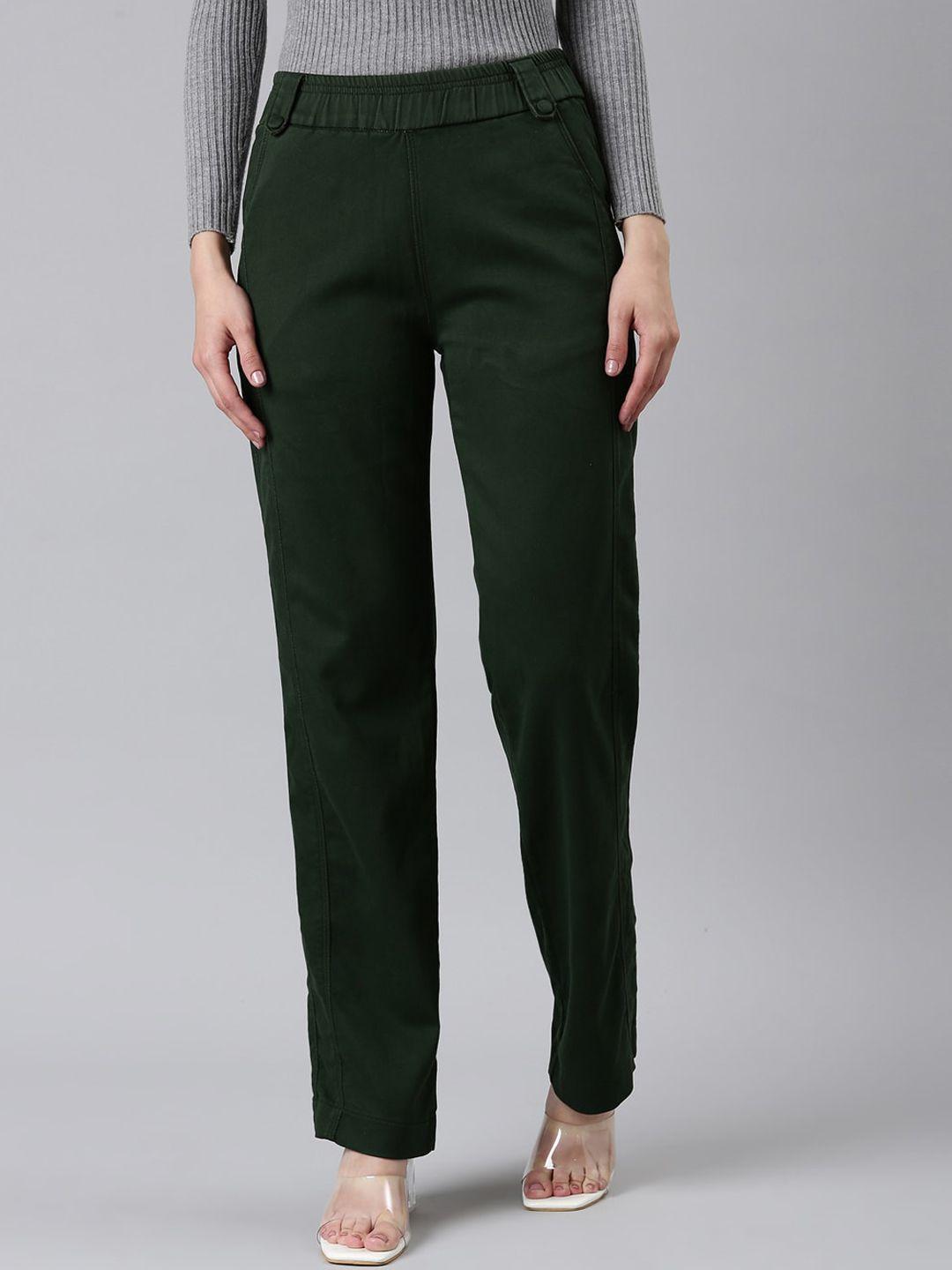 showoff women straight fit high-rise trousers