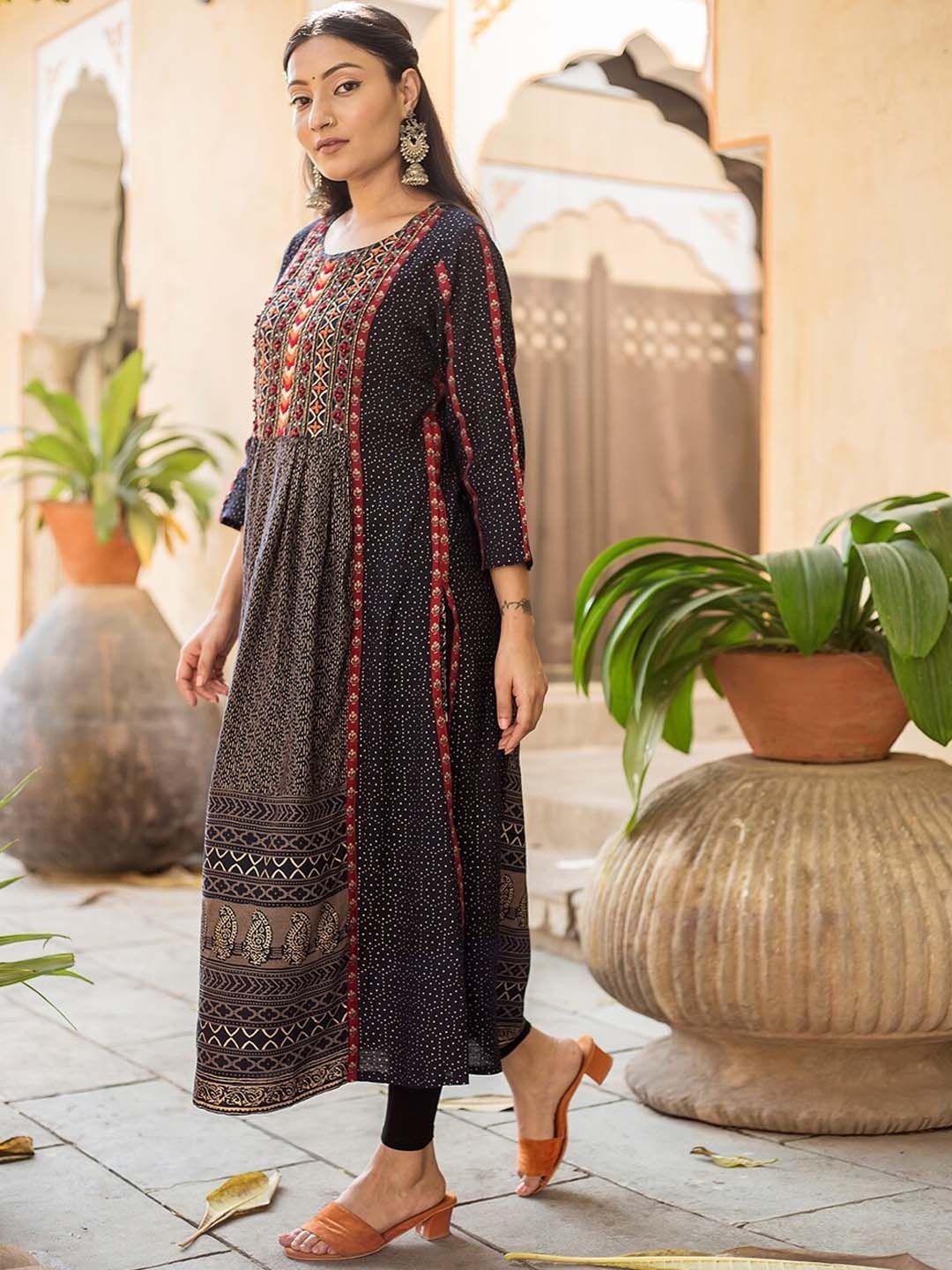 nehamta ethnic motif printed kurta