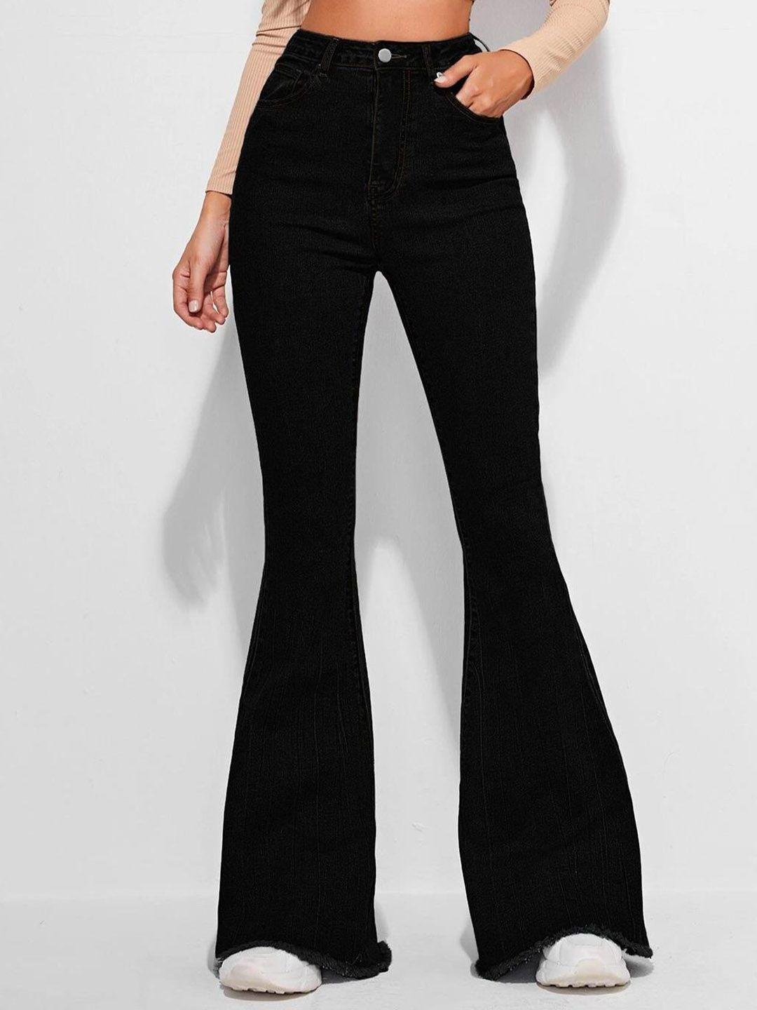 kotty women black jean bootcut high-rise stretchable jeans