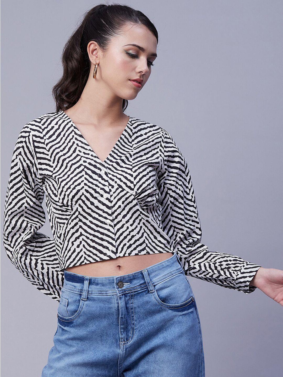 moomaya geometric printed cotton crop top