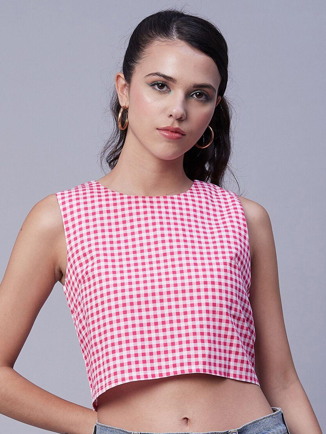 moomaya checked cotton crop top