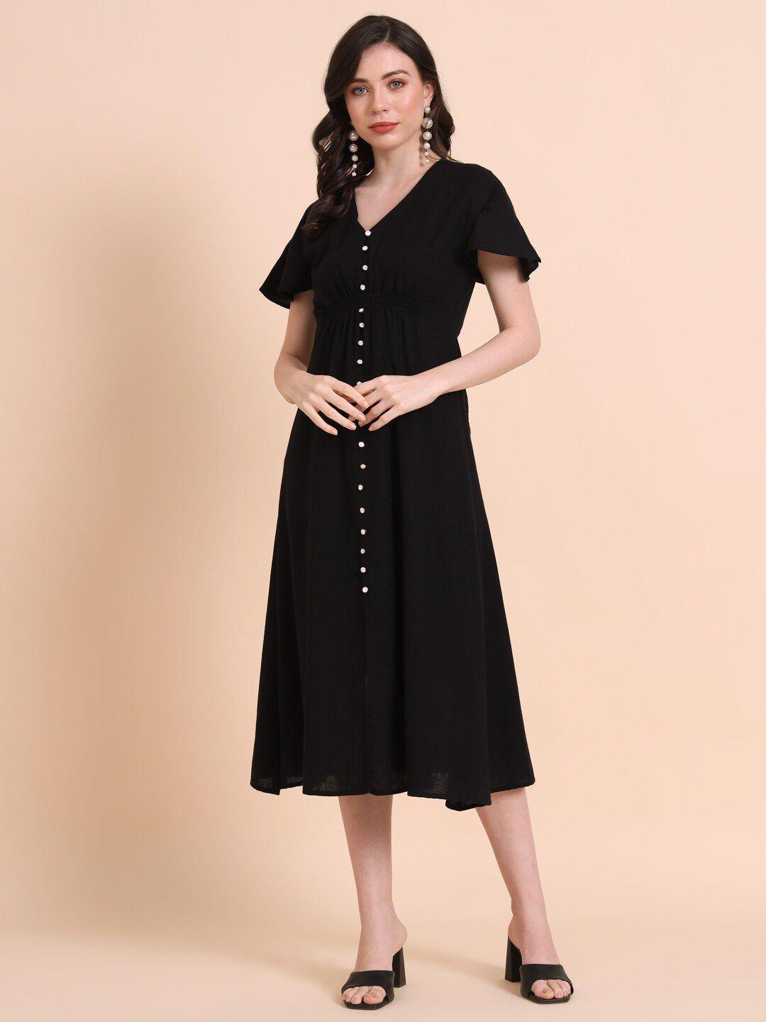 here&now black a-line midi dress