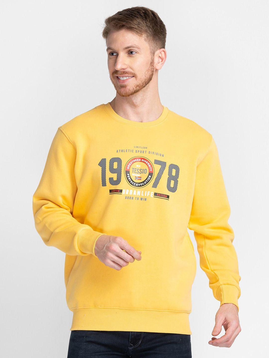 tessio men yellow printed sweatshirt