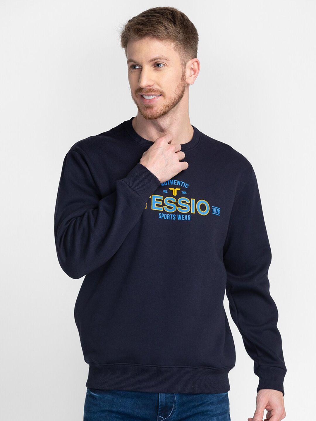 tessio men navy blue printed sweatshirt