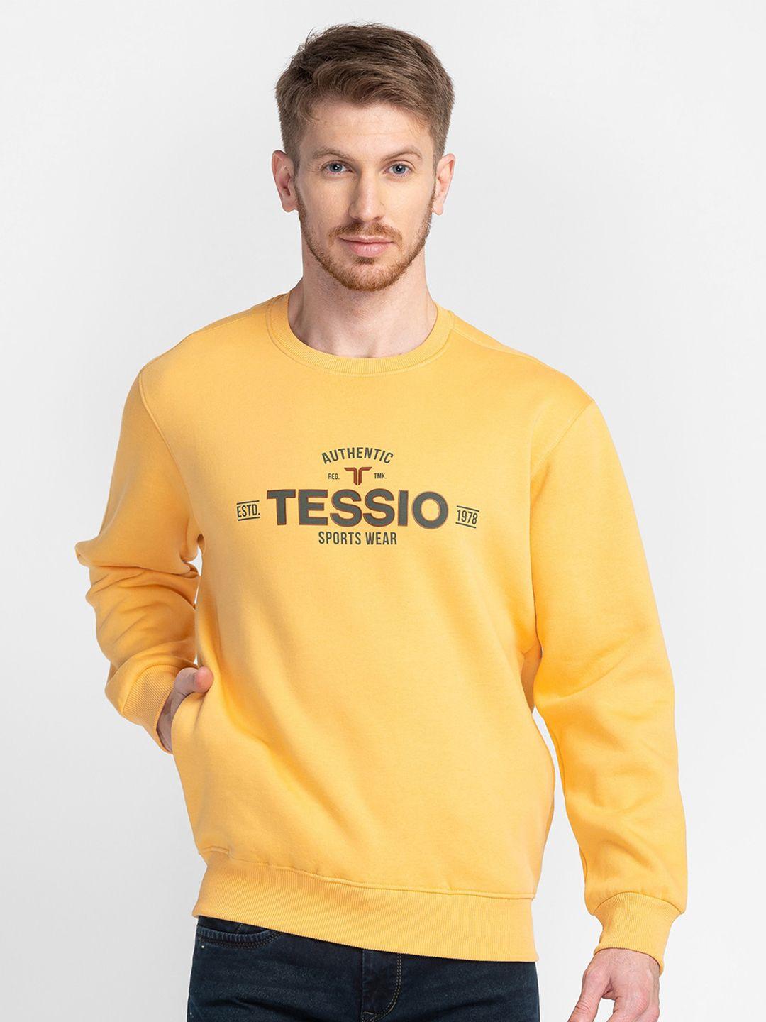 tessio men yellow printed sweatshirt