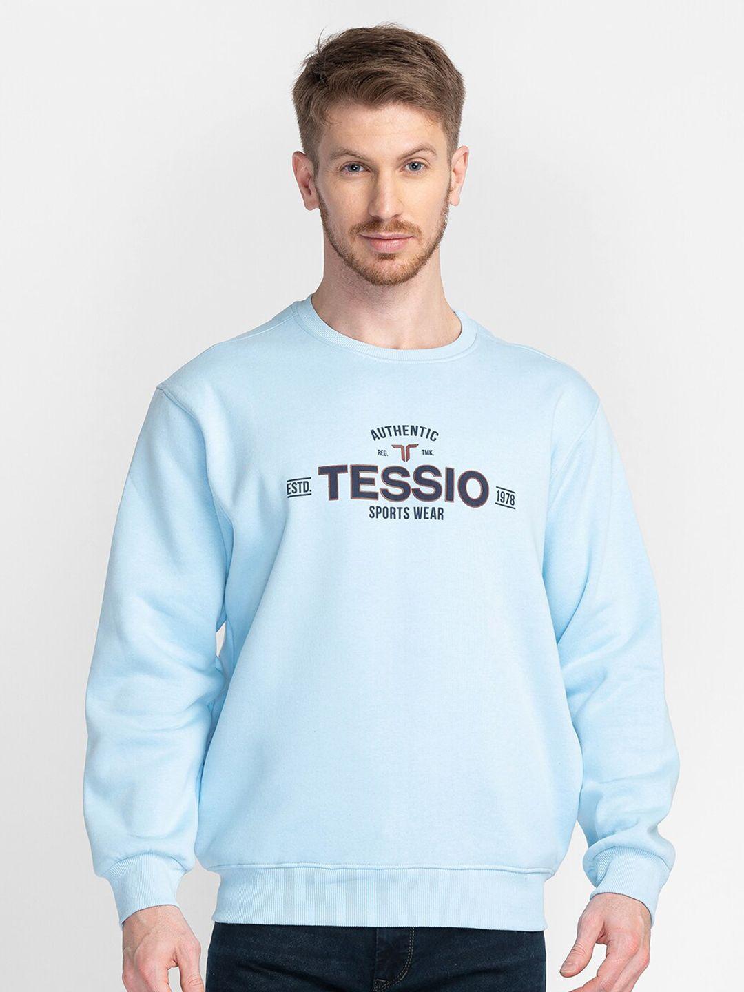 tessio men blue printed sweatshirt