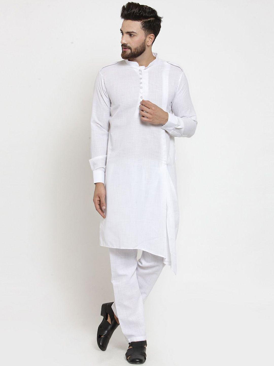 treemoda mandarin collar regular linen kurta with pyjamas