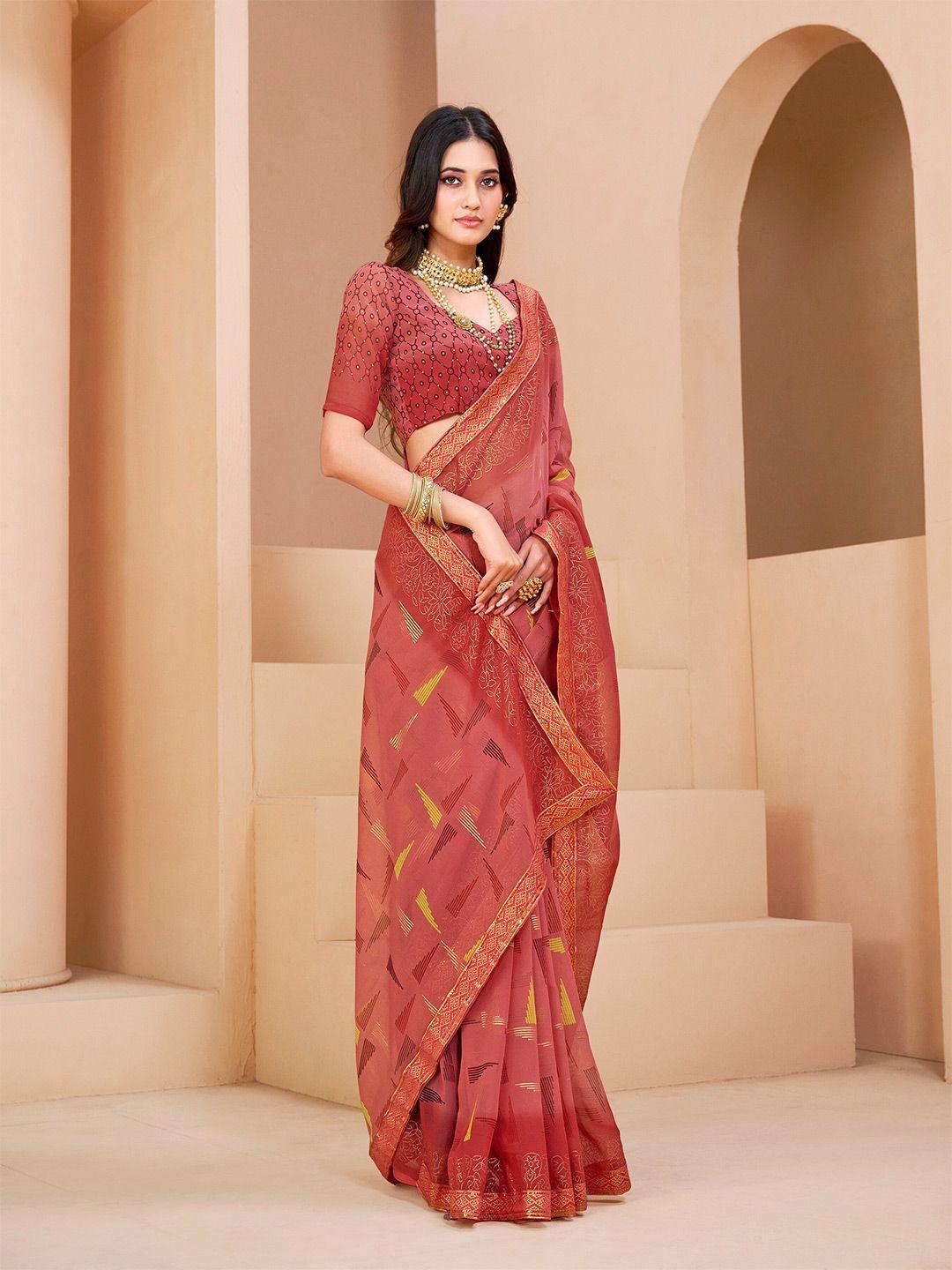 dori geometric printed pure chiffon saree