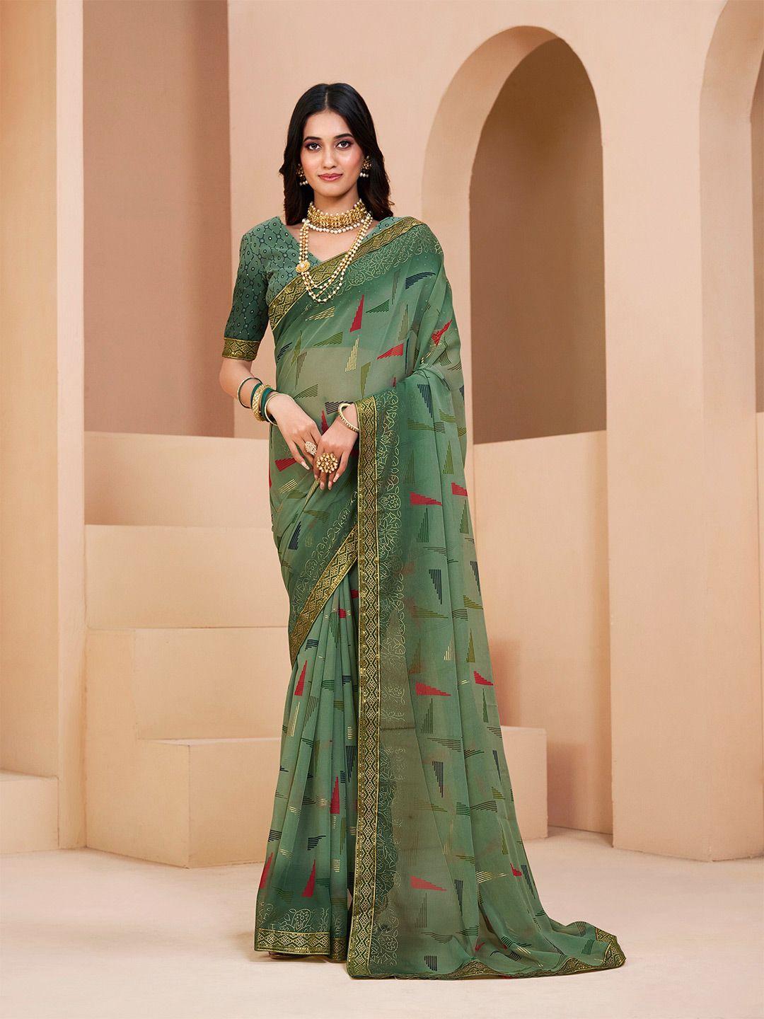 dori geometric printed zari pure chiffon saree