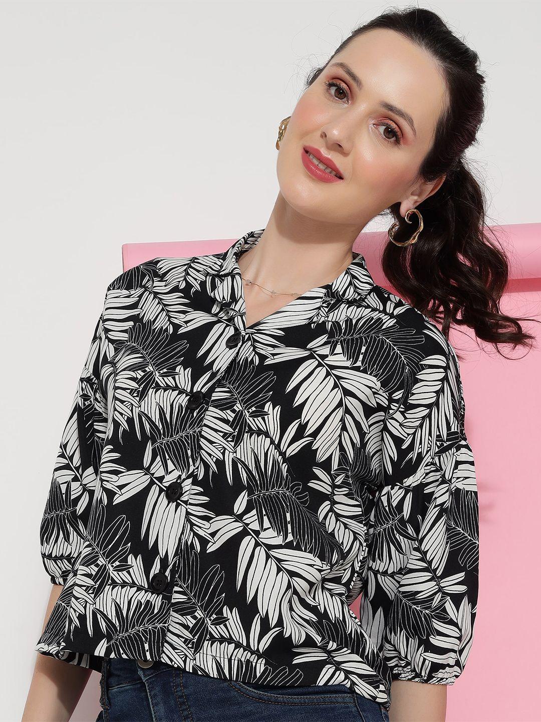 j turritopsis women black classic floral opaque printed casual shirt