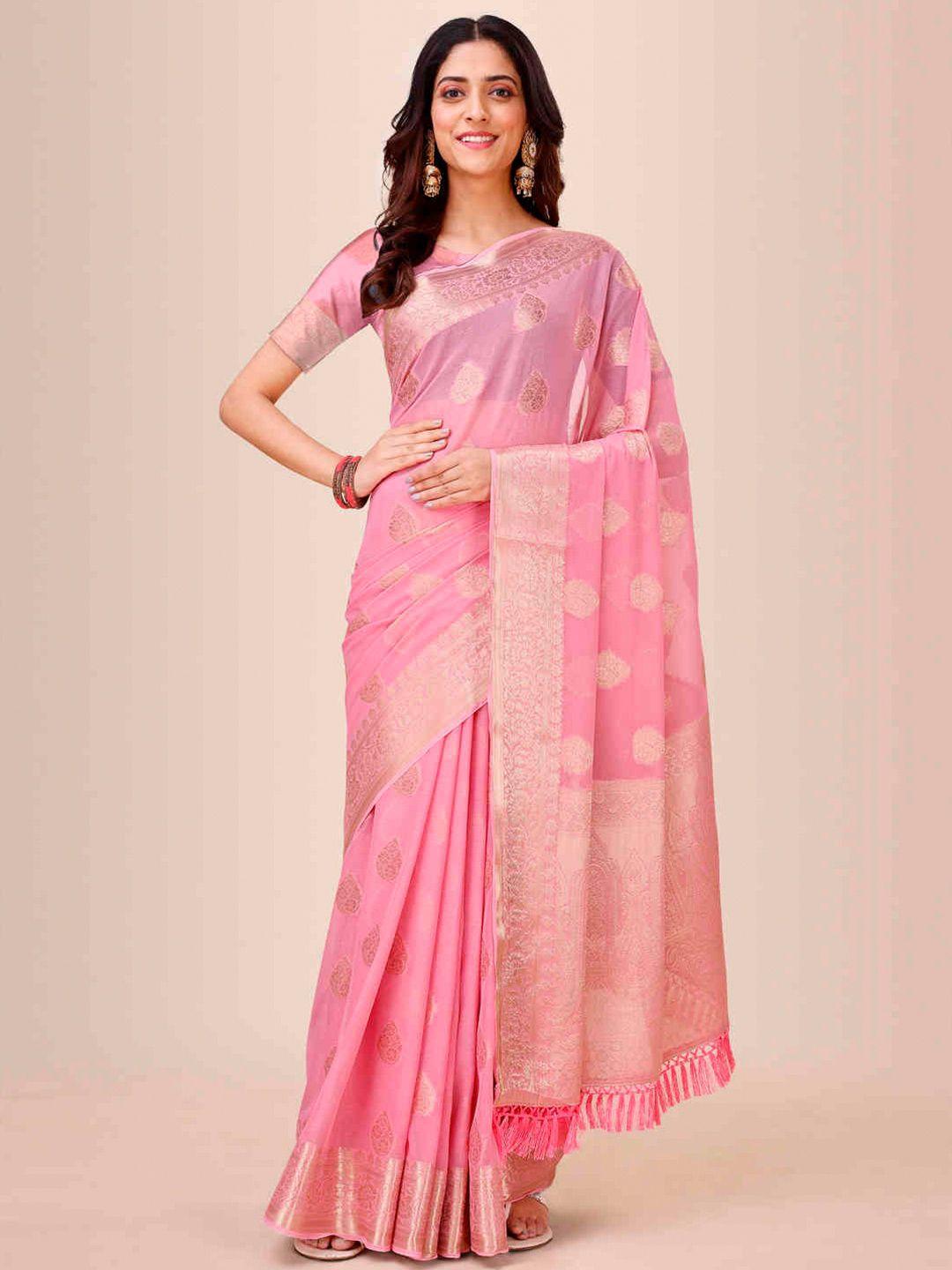 indian women ethnic motifs woven design zari pure chiffon saree