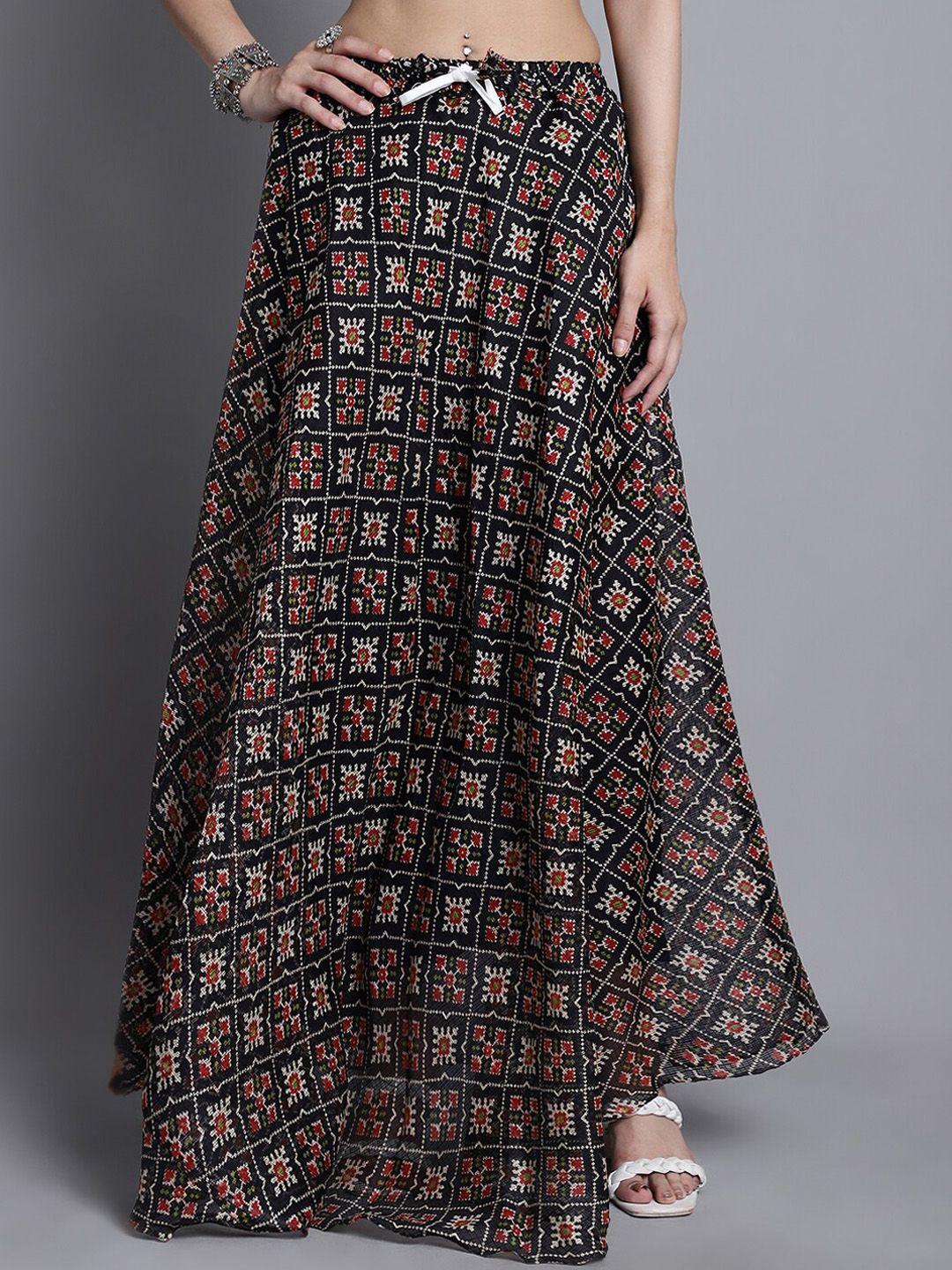 soundarya printed cotton flared maxi skirt