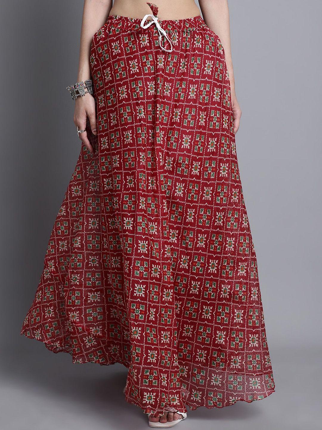 soundarya printed  cotton flared maxi skirt