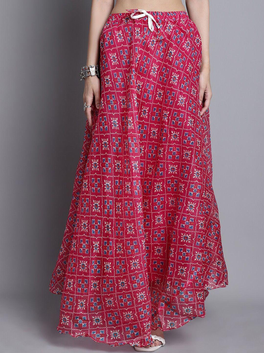 soundarya printed  cotton flared maxi skirt