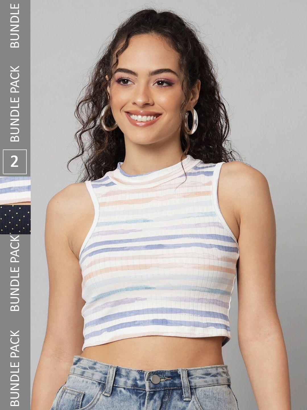 baesd white striped cotton crop top