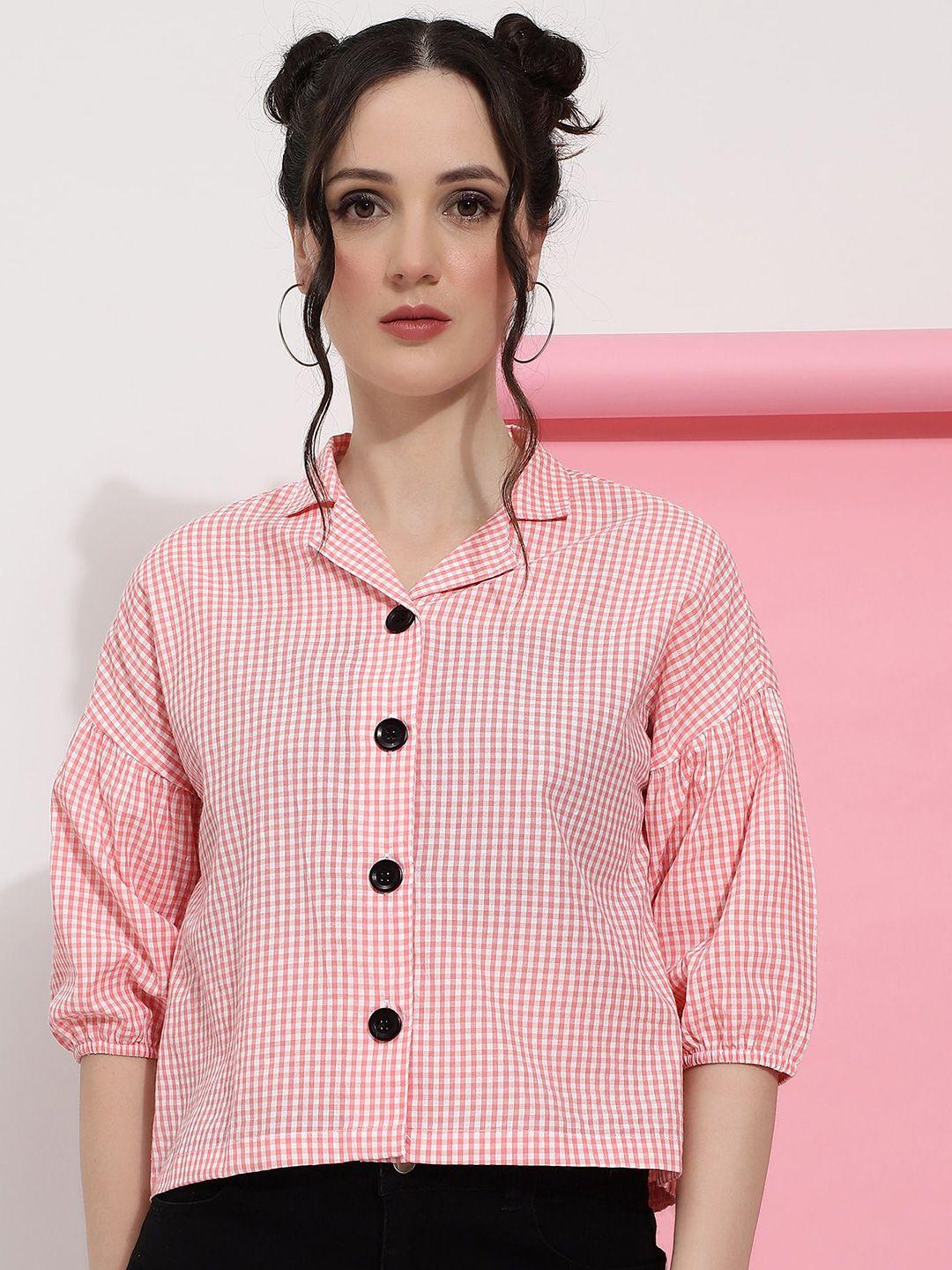 j turritopsis women pink classic opaque checked casual shirt