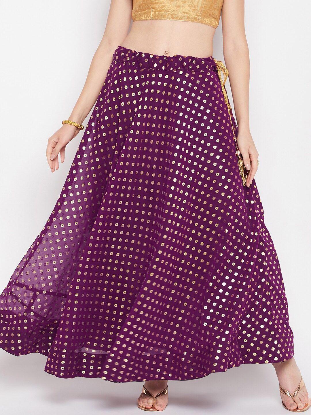 clora creation ethnic printed georgette flared maxi skirt