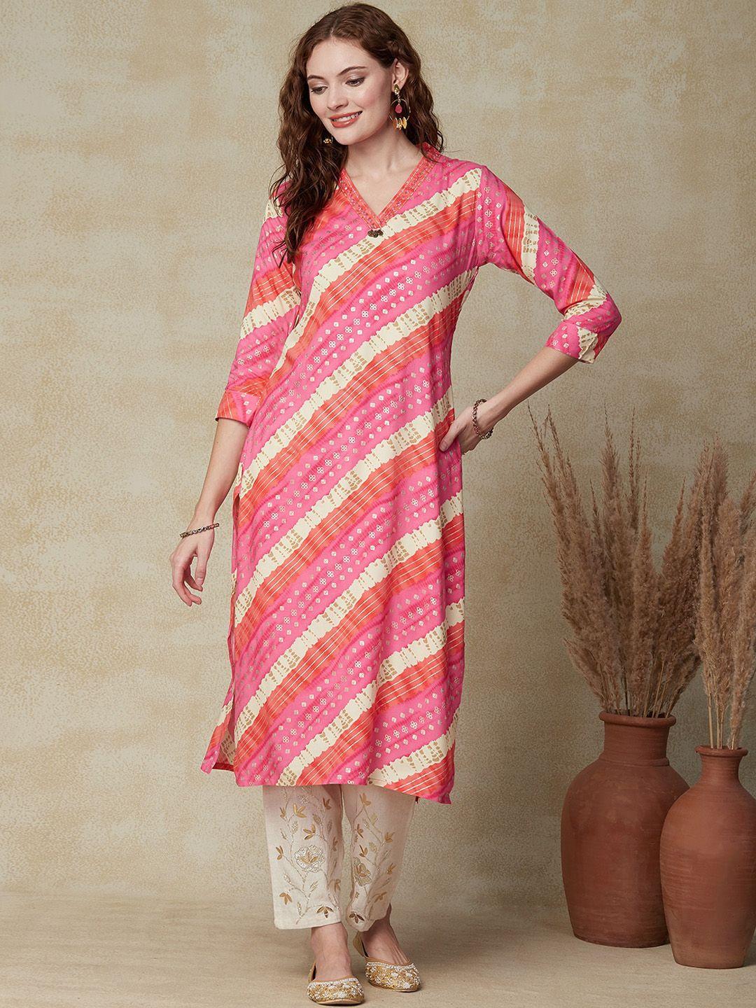 fashor women pink printed kurta