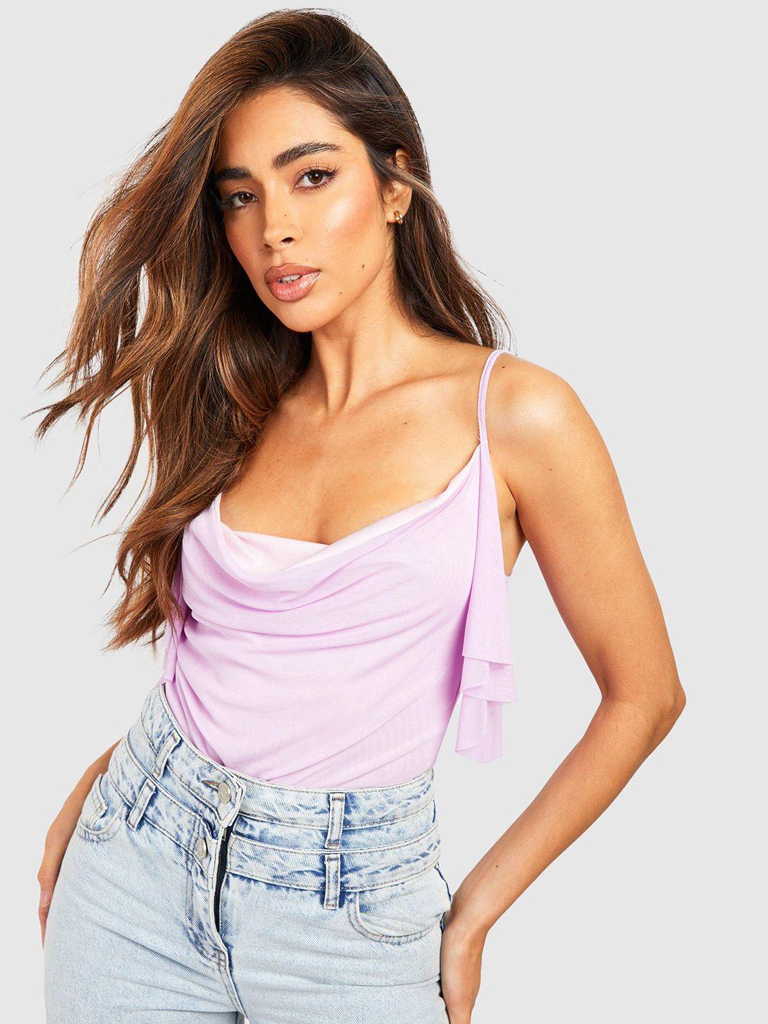 boohoo cowl neck mesh bodysuit