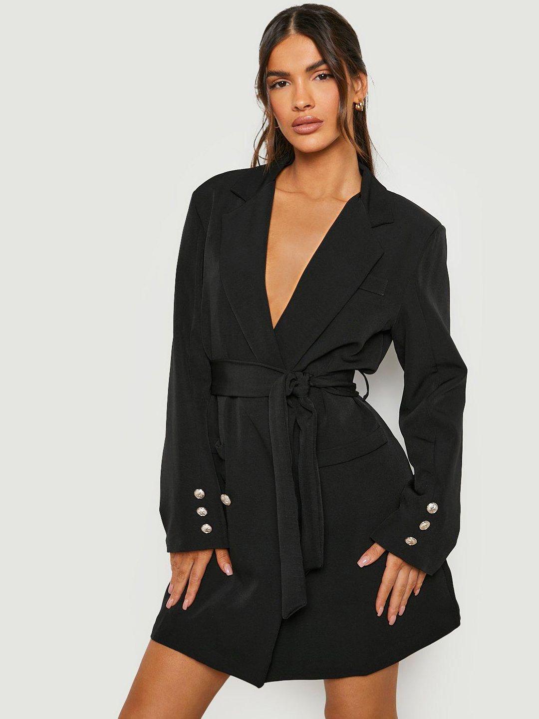 boohoo solid double breasted belted blazer mini dress