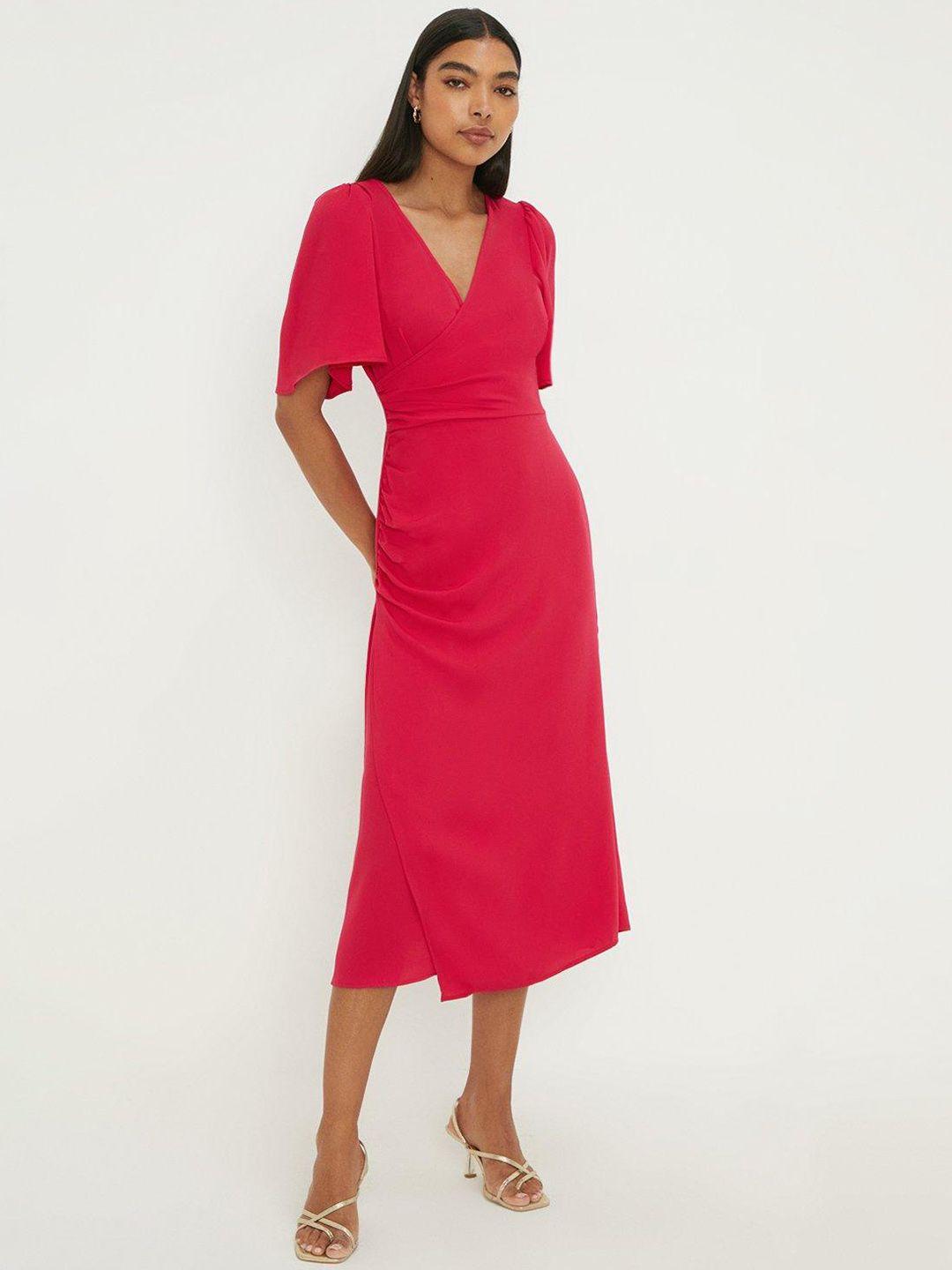 dorothy perkins ruched wrap midi dress