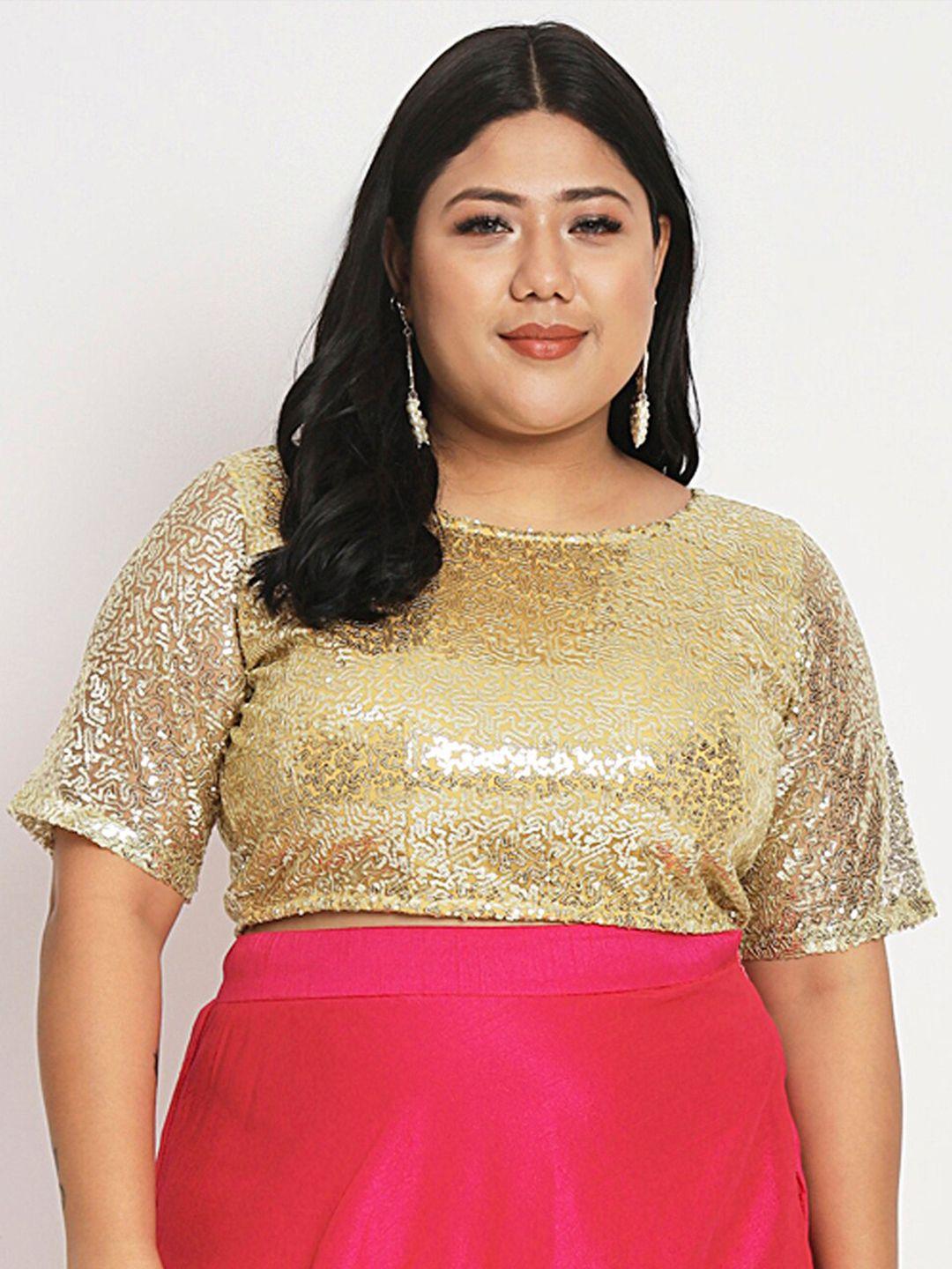 studio rasa embellished sequinned net crop top