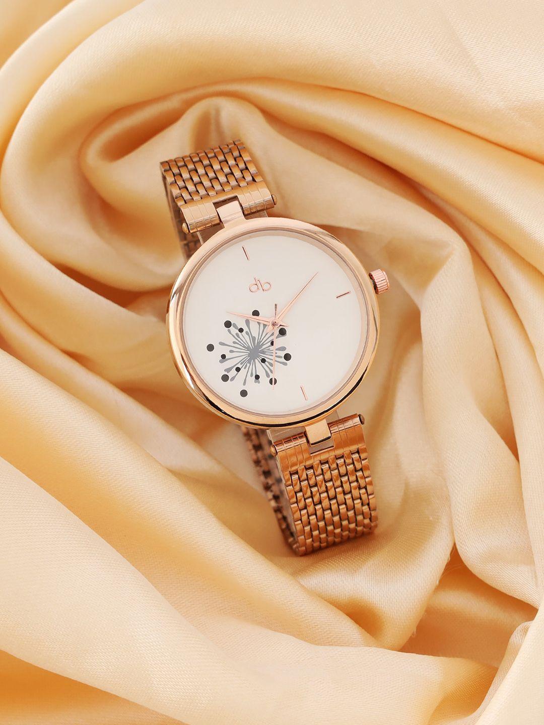 dressberry women brass embellished dial & bracelet style straps analogue watch db_ss23_13a