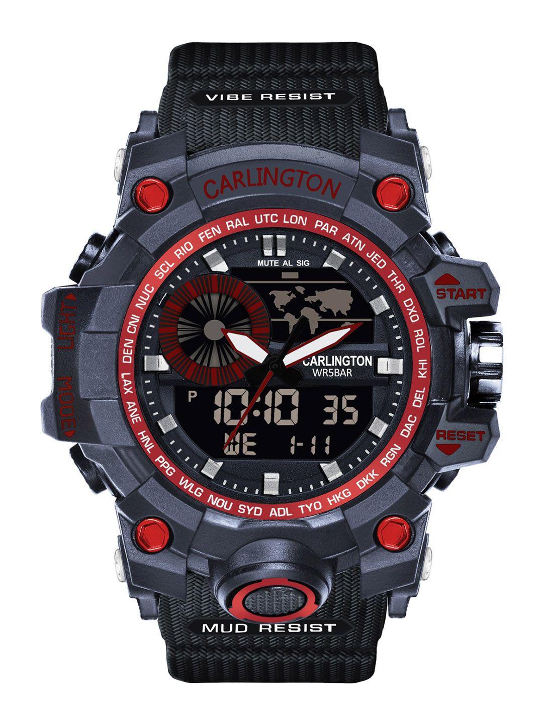 carlington men analogue and digital chronograph watch ct 3388 red