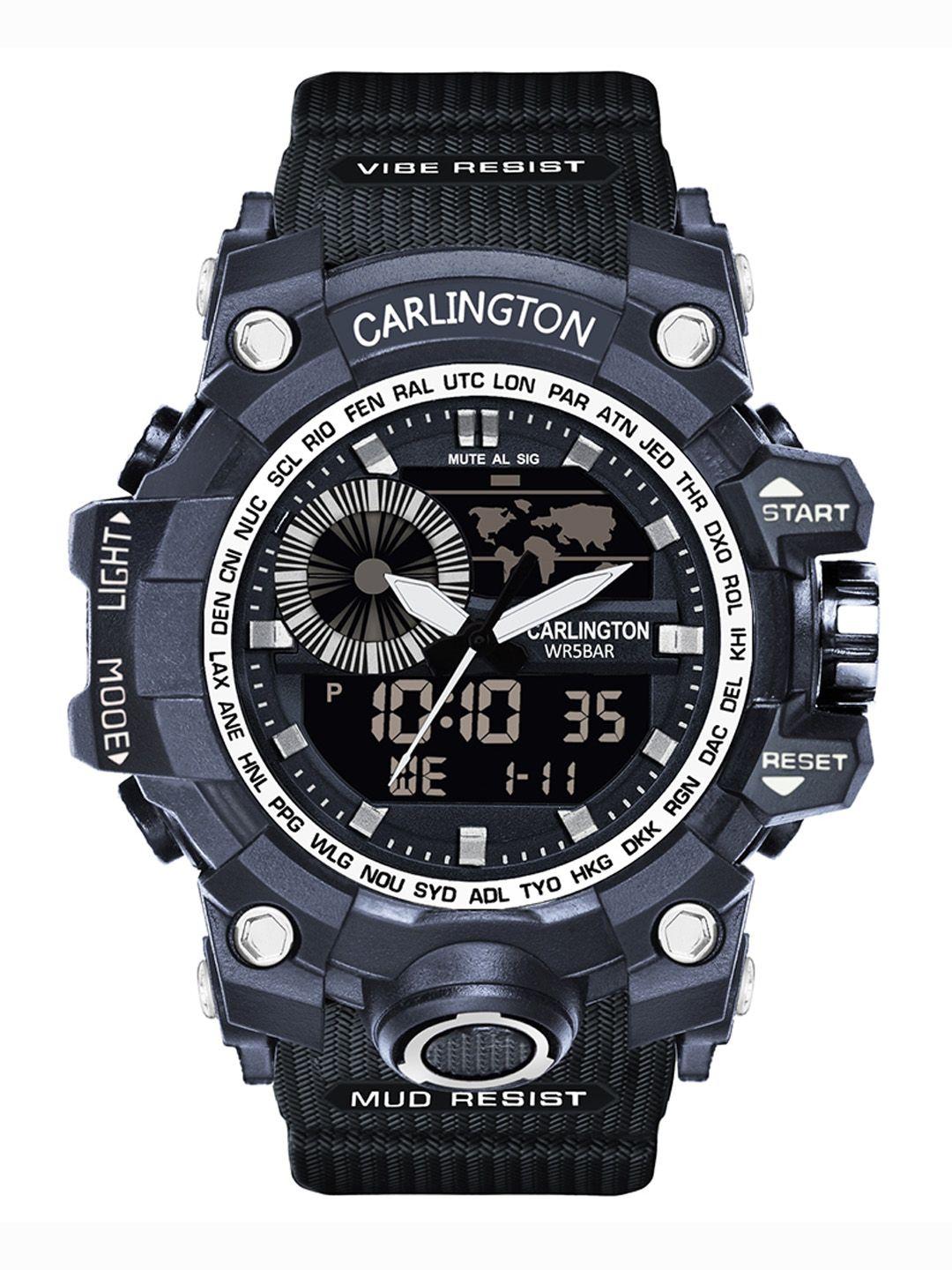 carlington men textured straps analogue and digital chronograph watch ct 3388