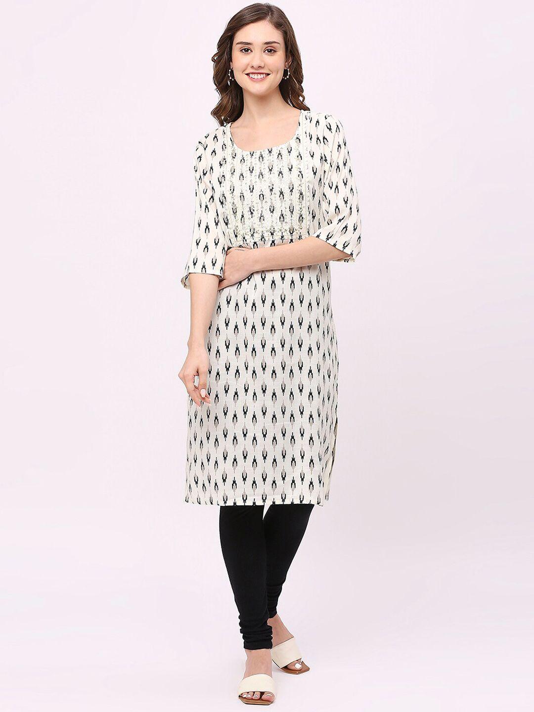 zri ethnic printed round neck a-line kurta