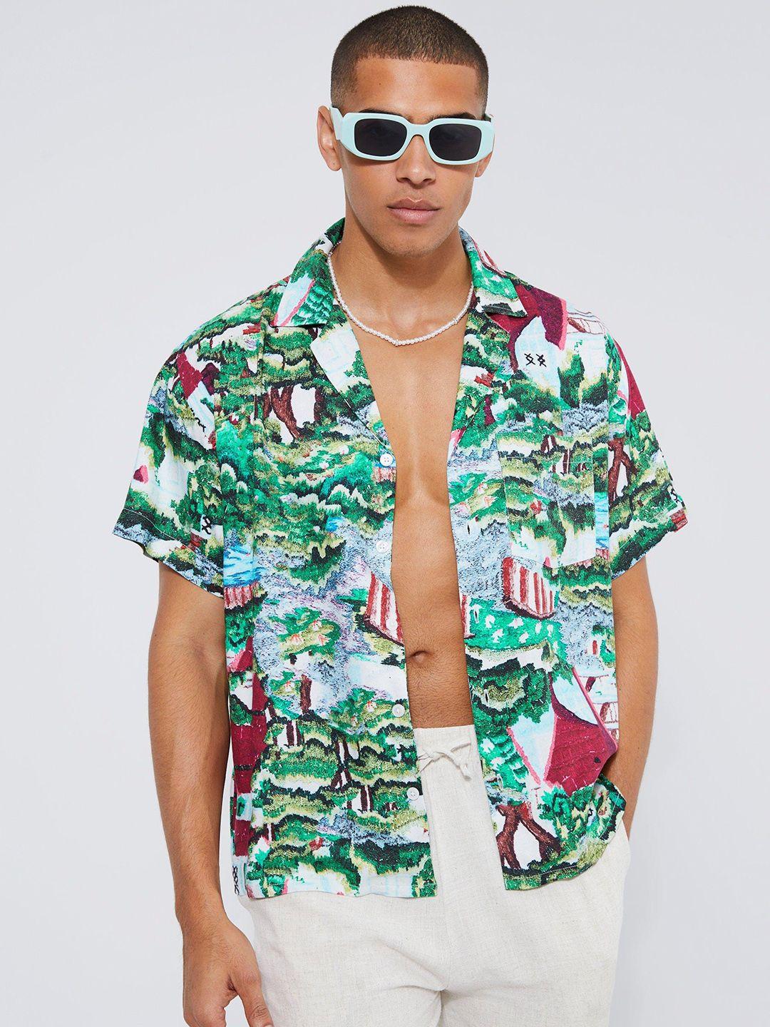 boohooman opaque printed casual shirt