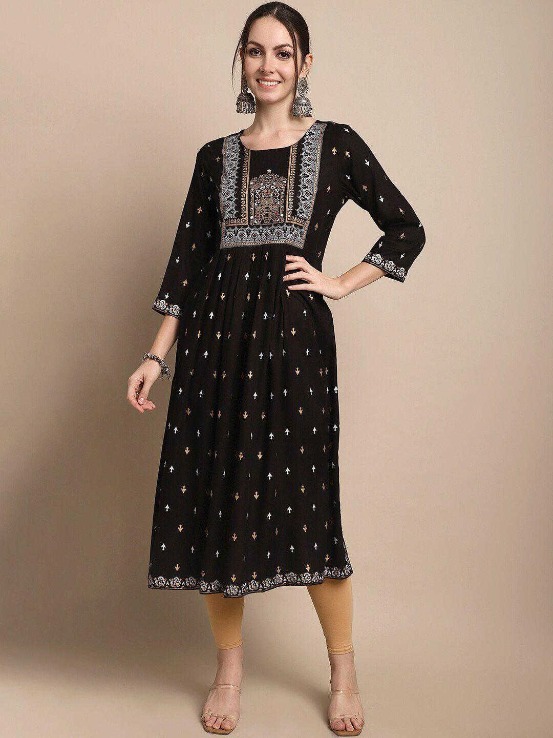 anaisa ethnic motifs printed a-line ethnic dress