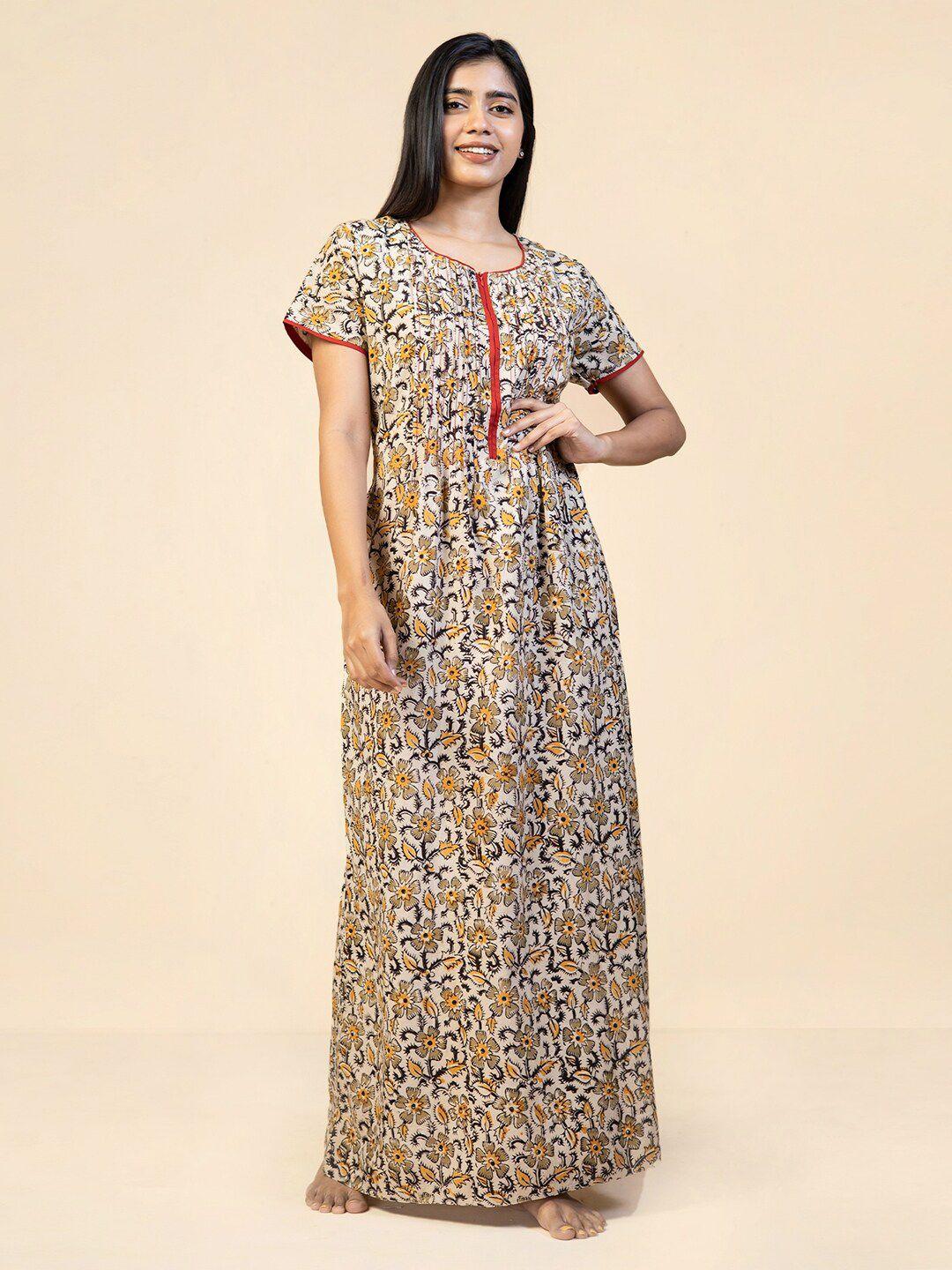 maybell floral printed pure cotton maxi nightdress