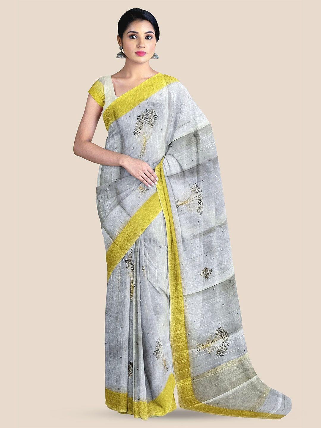 the chennai silks floral embroidered tissue banarasi saree