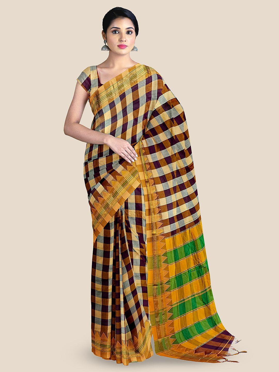 the chennai silks checked zari pure cotton kovai saree