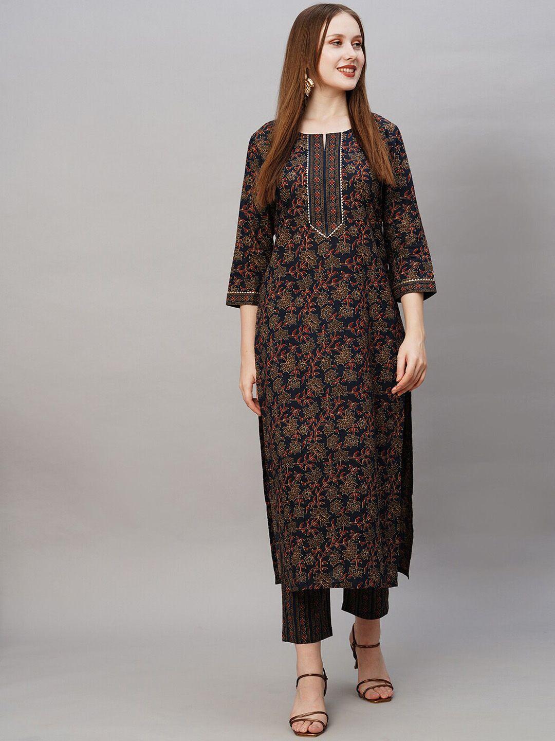 kalini floral printed regular kurta with trousers