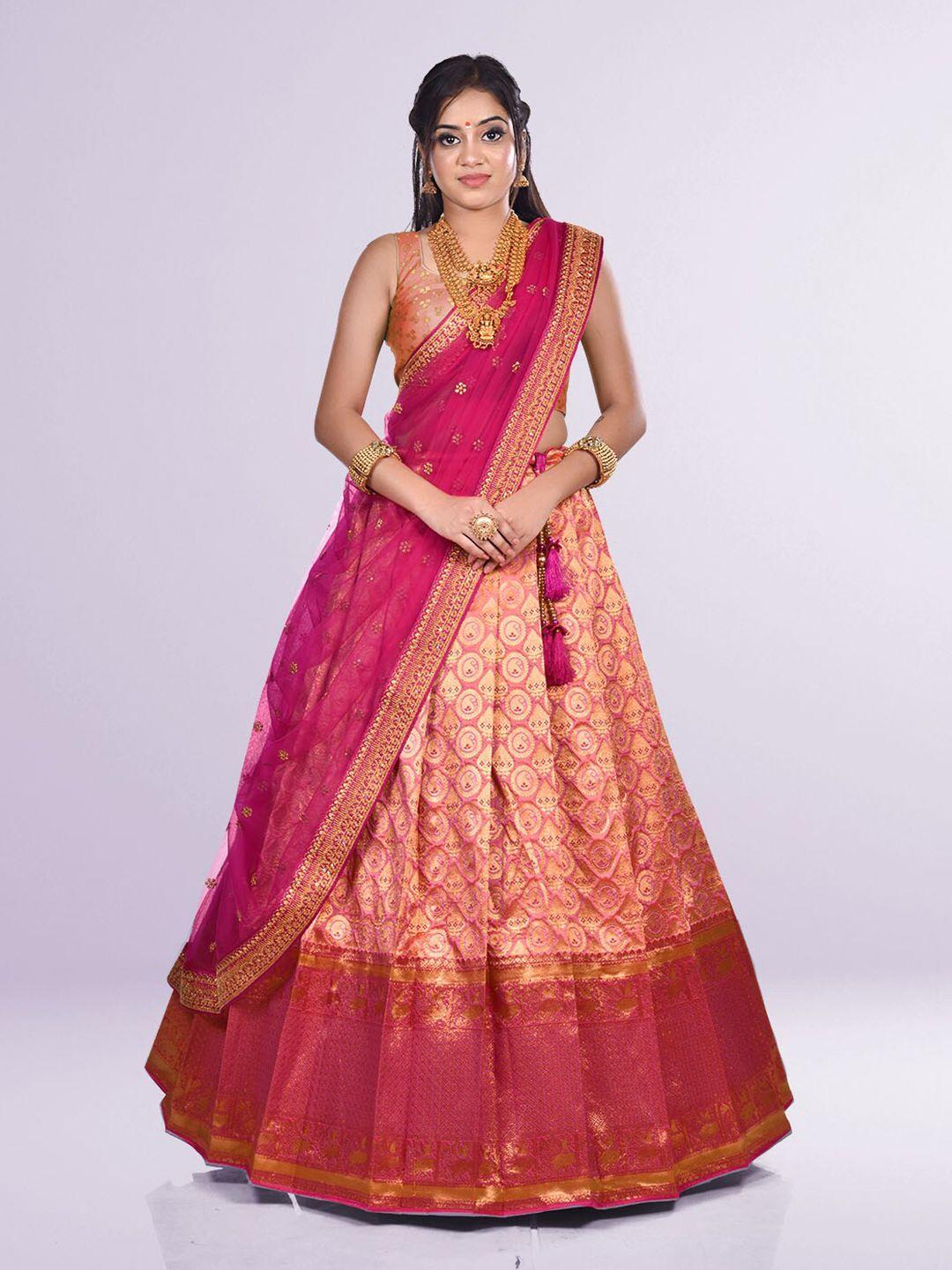 halfsaree studio semi-stitched lehenga & unstitched blouse with dupatta