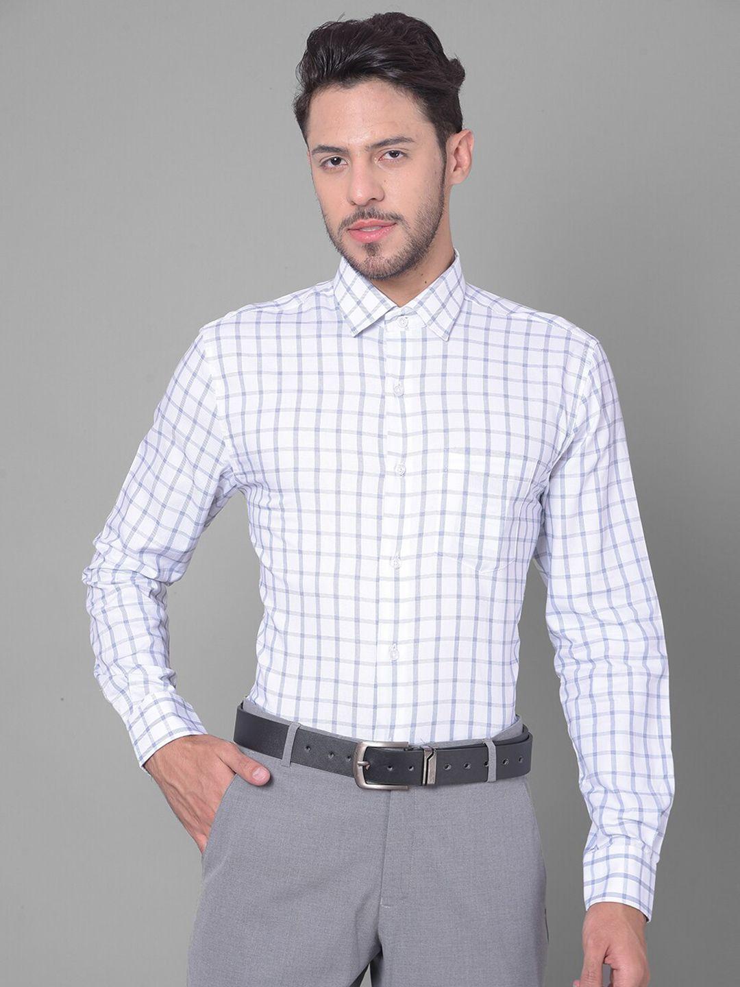 cobb slim fit windowpane checked cotton formal shirt