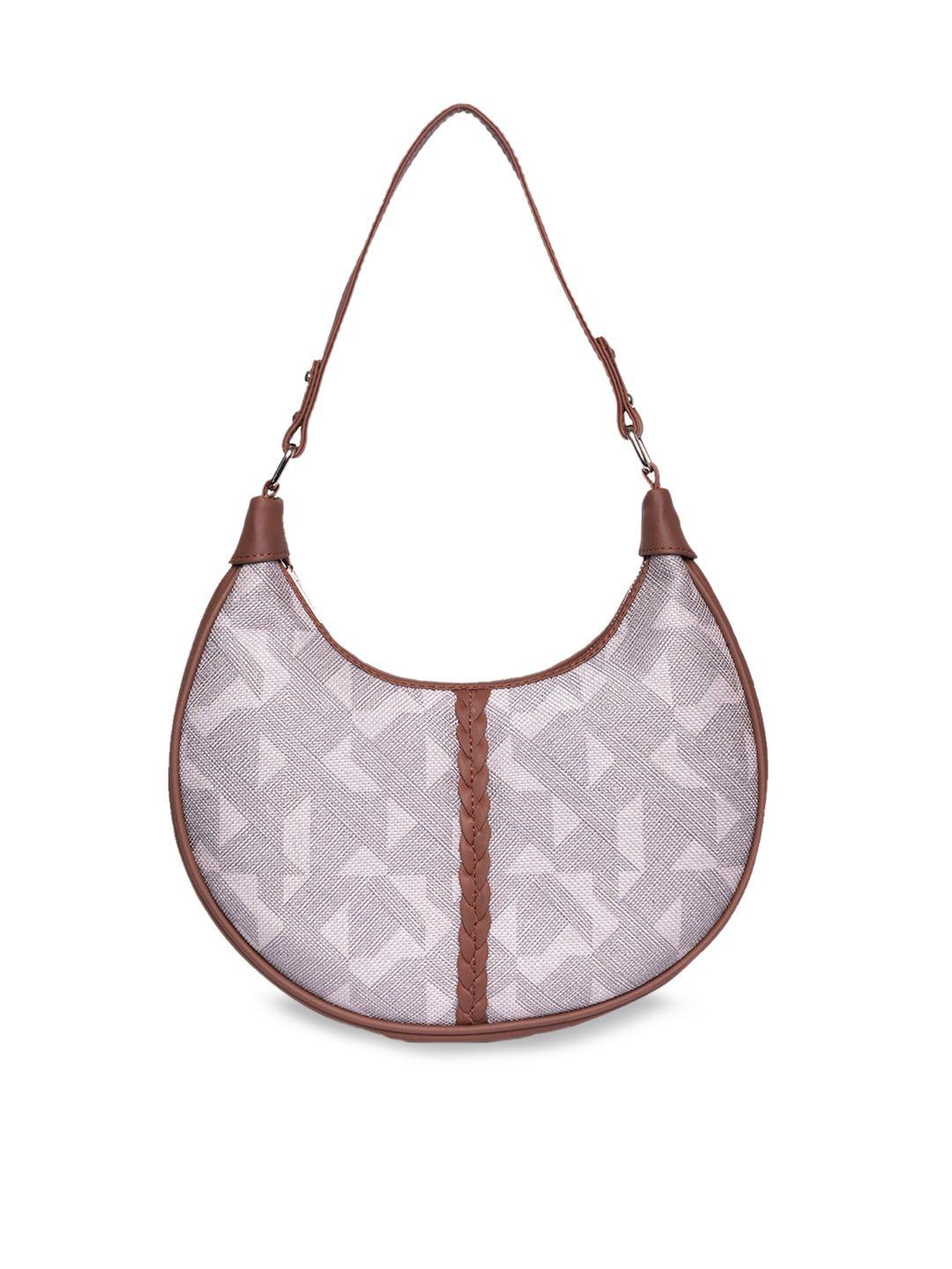 zouk abstract printed half moon hobo bag