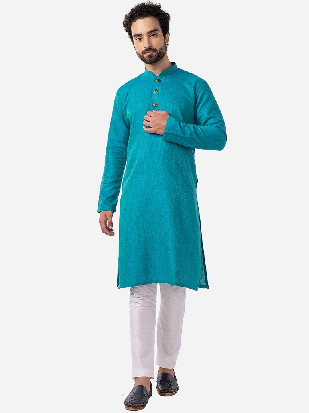 the kurta company geometric printed mandarin collar cotton straight kurta