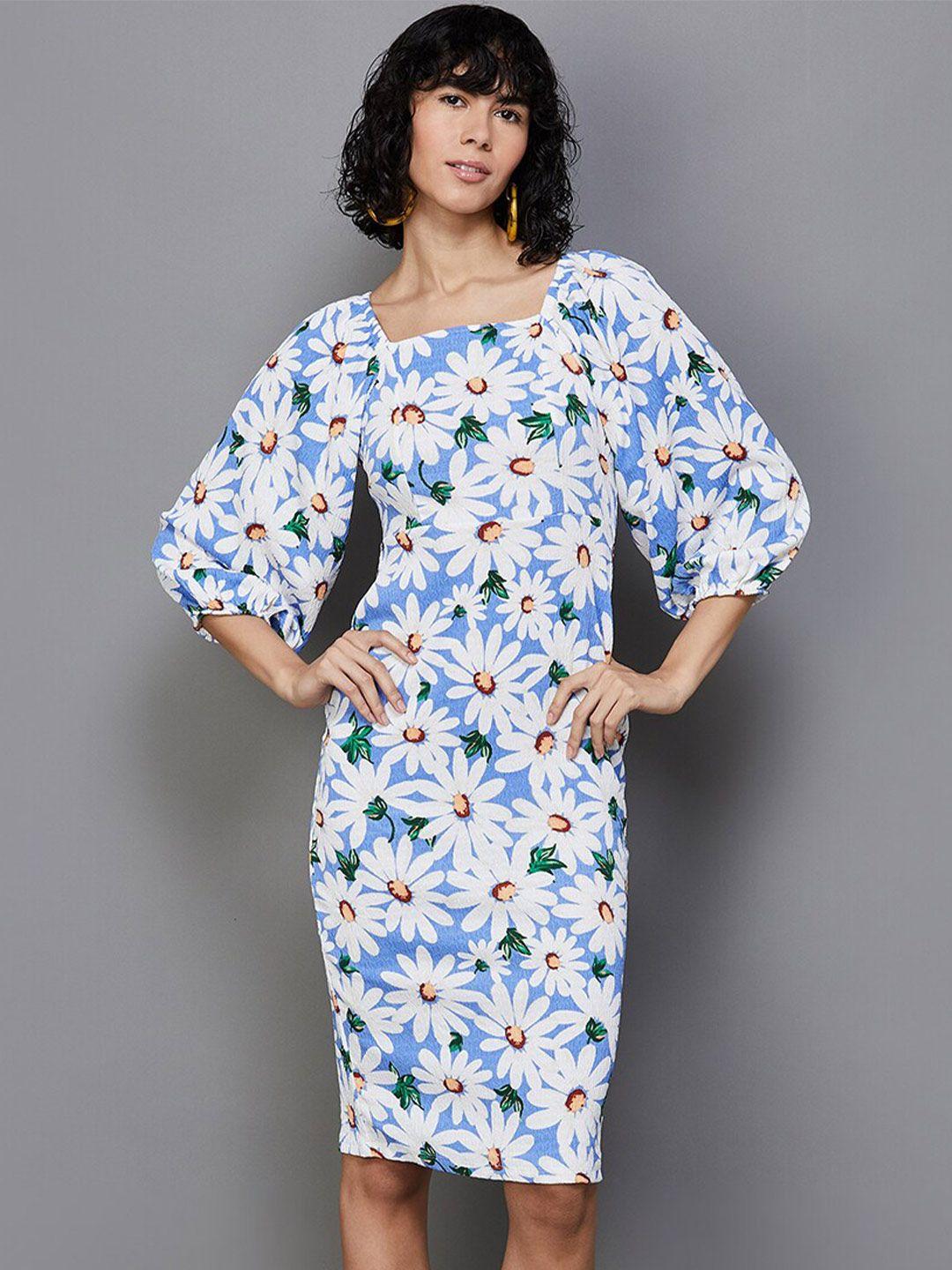 ginger by lifestyle floral print puff sleeve sheath dress