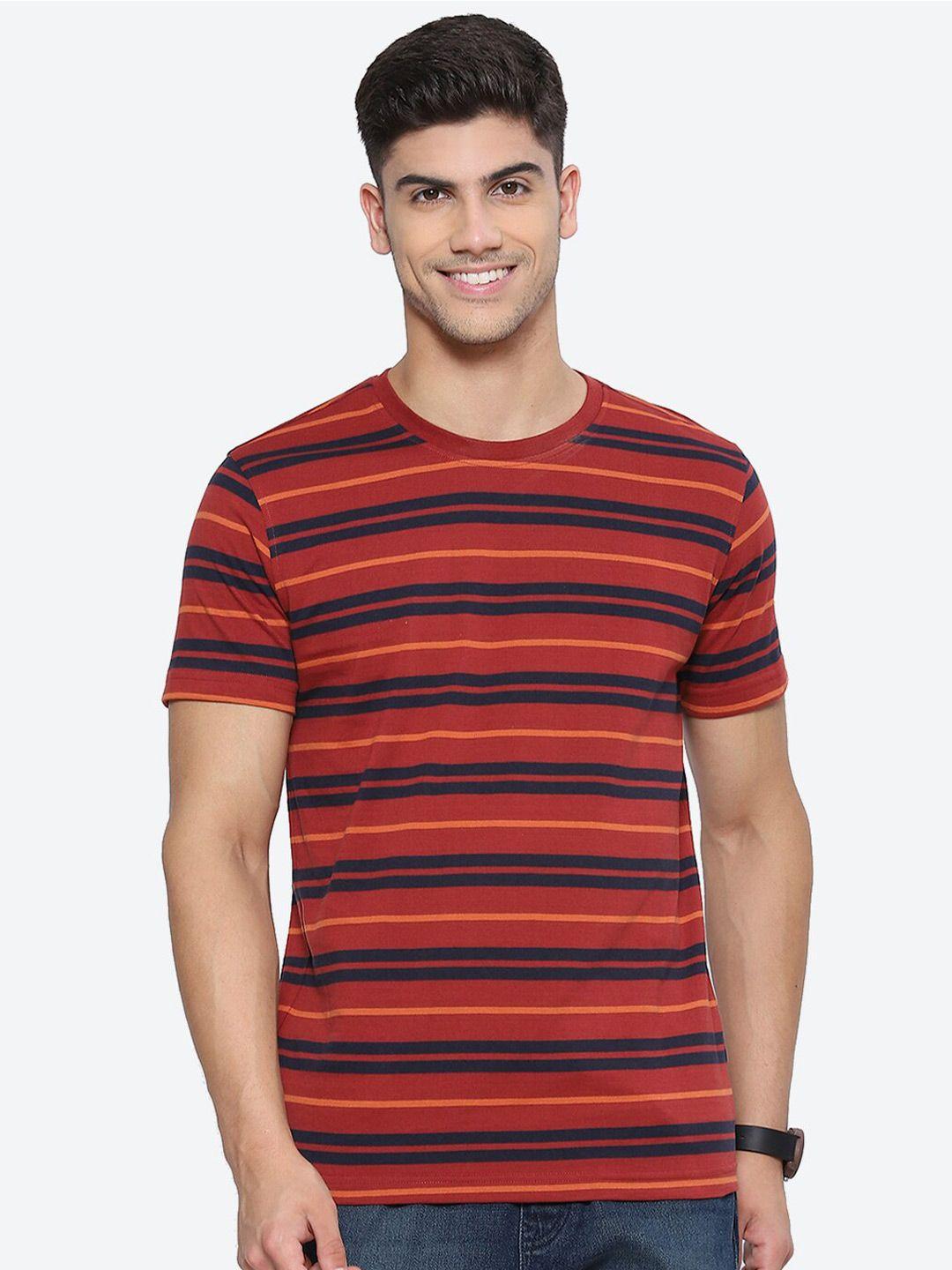 2bme vertical striped round neck cotton t t-shirt