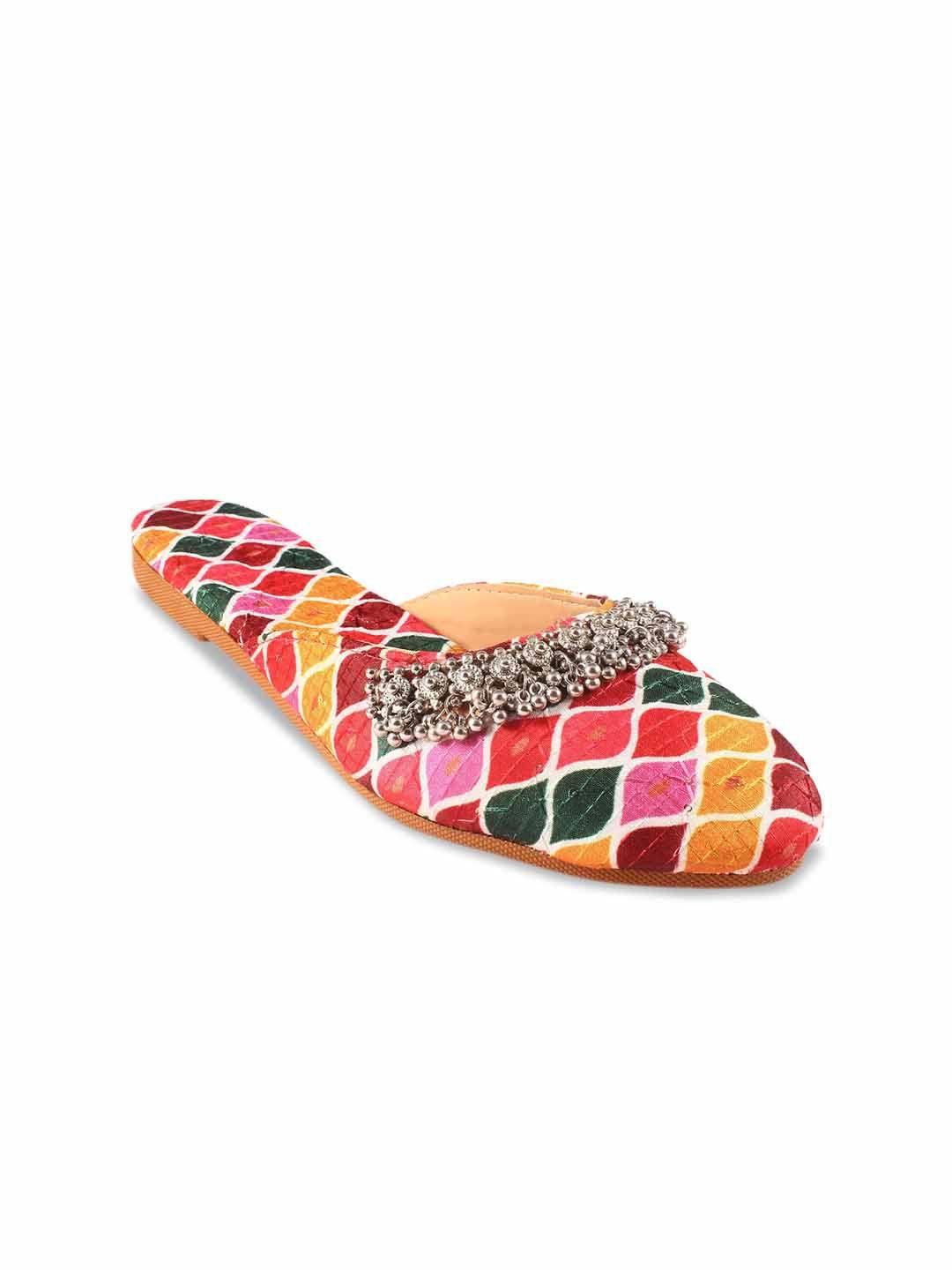 apratim printed embellished ethnic mules