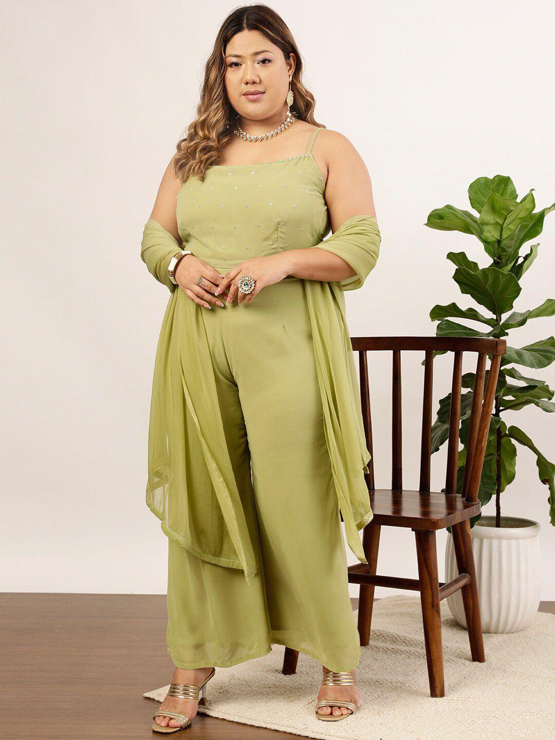 indo street plus size embellished top & palazzo