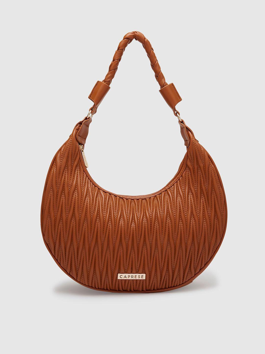 caprese textured pu half moon hobo bag