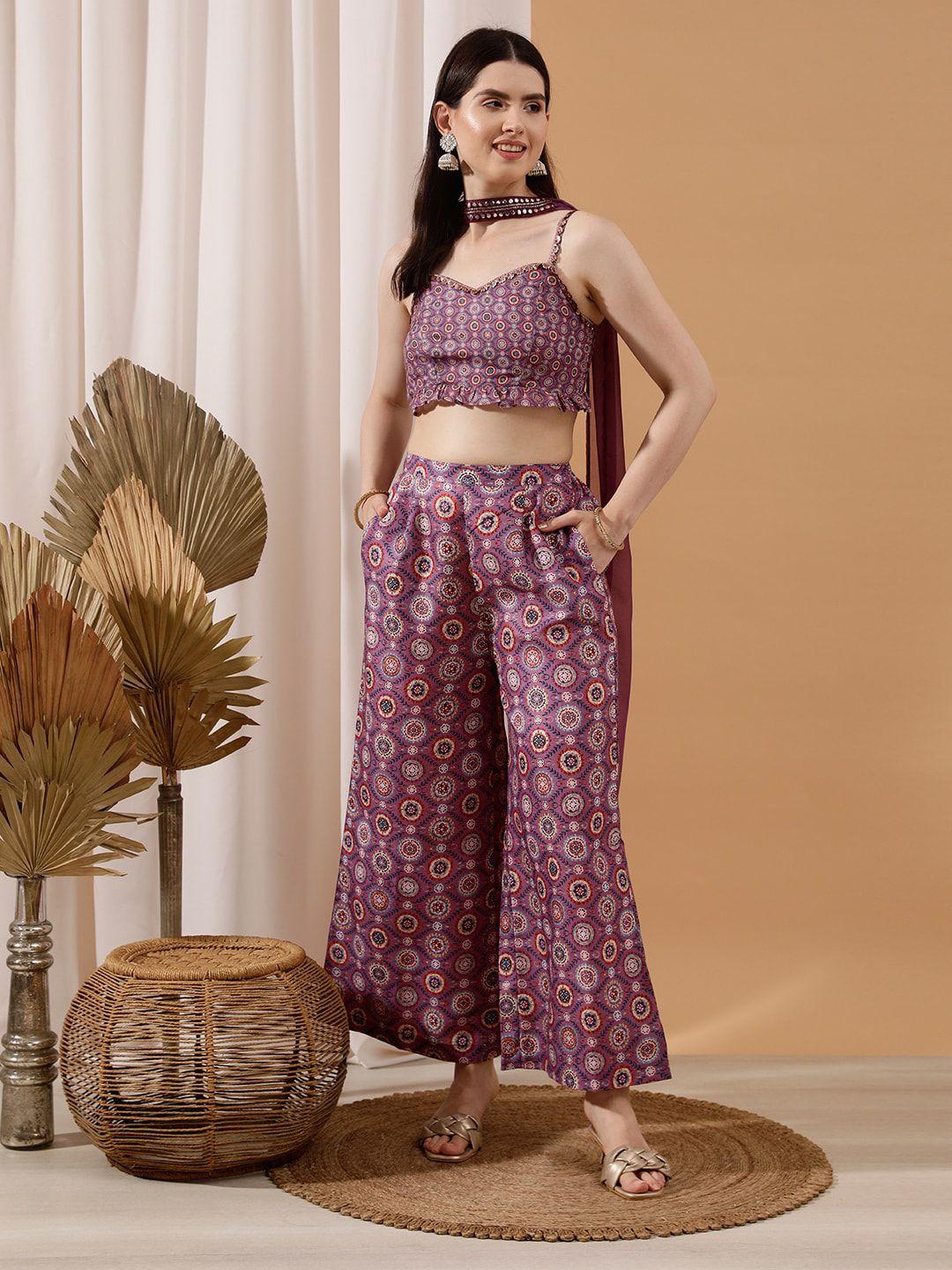 indo street floral printed crop top with palazzo co-ords