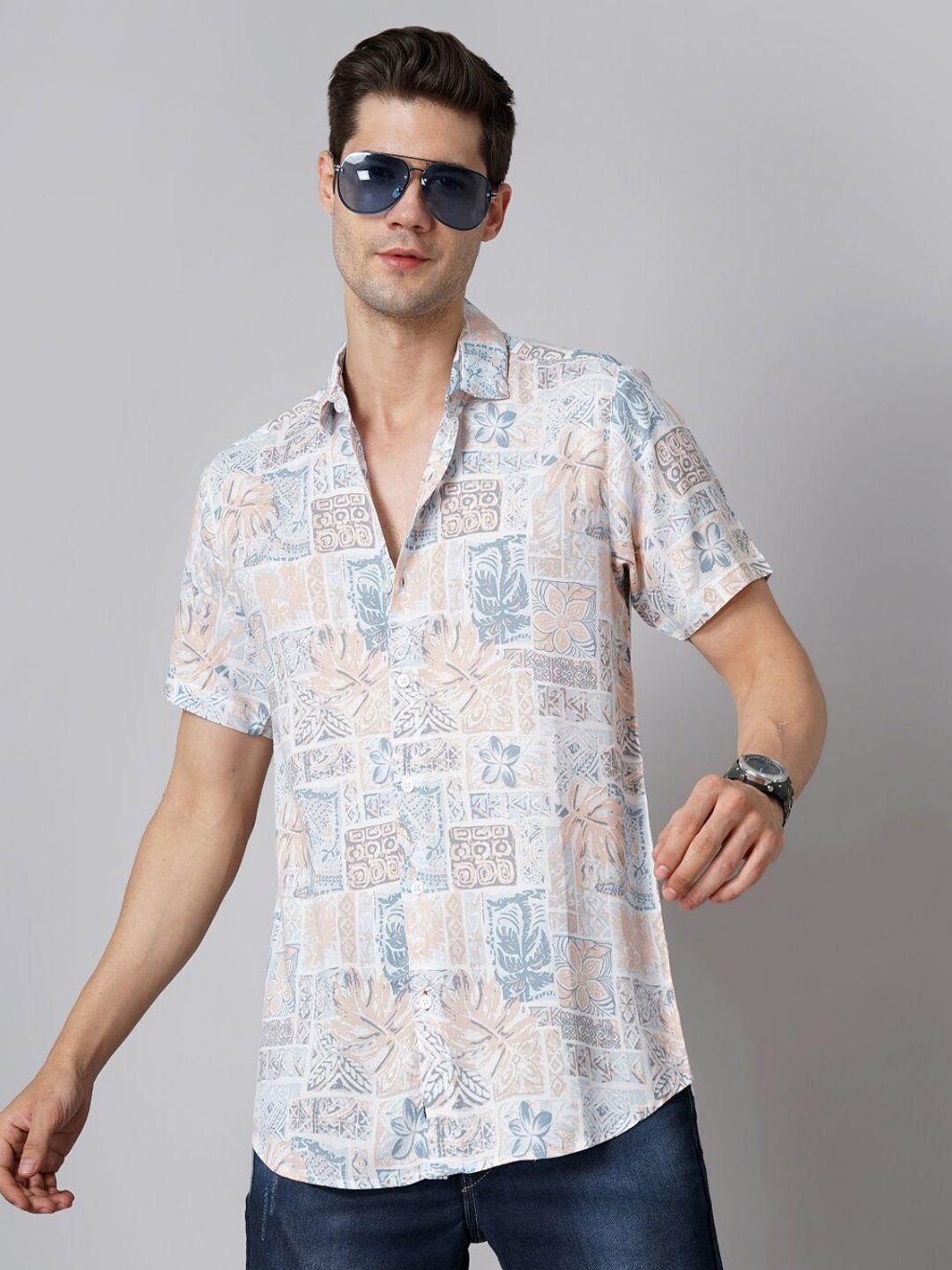 paul street men pink standard opaque printed casual shirt